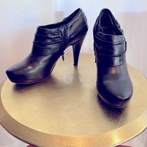 black leather booties